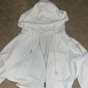 White Cropped Zip Up